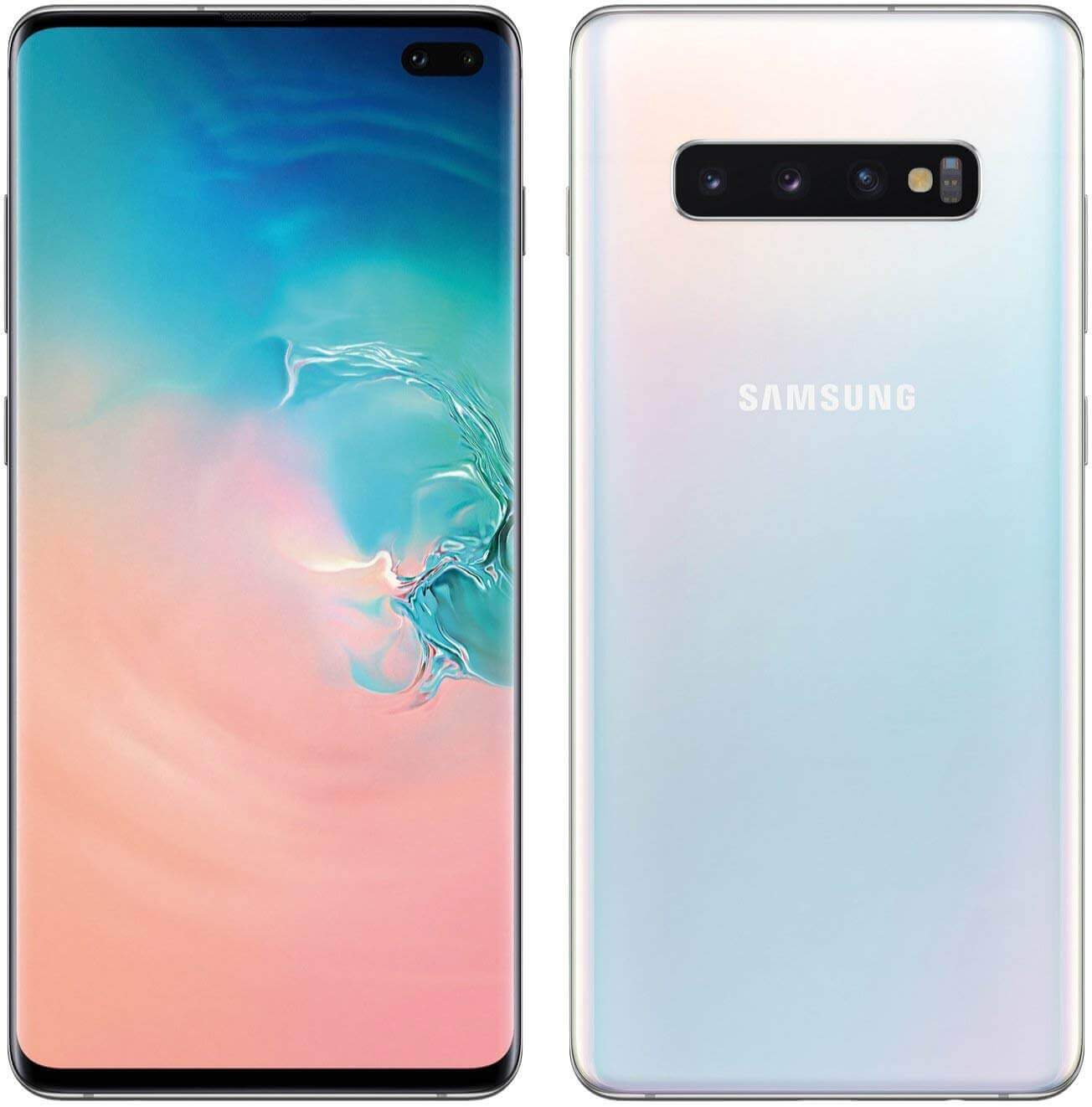 Samsung Galaxy S10 - Prism White - 128GB - Like New 3 Samsung Galaxy S10 smartphone, front and back