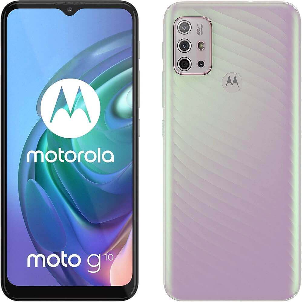 Motorola G30 - Dark Pearl - 128GB - Like New 5 Motorola Moto G10 smartphone, front and back.