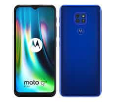 Motorola G9 Play - Sapphire Blue - 64GB - Good 6 Motorola smartphone, front and back view.