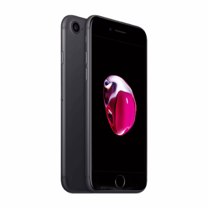iPhone 7 Plus - Matte Black - 128GB - Excellent 5 Black iPhone 7 displaying vibrant wallpaper.