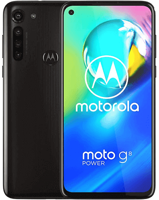Motorola G8 Power - Black - 64GB - Good 2 Motorola Moto G8 Power smartphone displayed