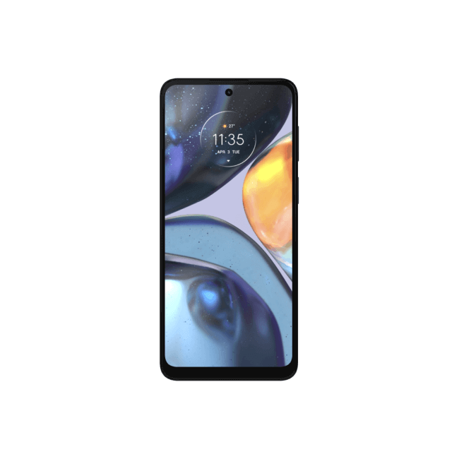 Motorola G22 - Cosmic Black - 64GB - Like New 3 Smartphone displaying abstract wallpaper design.