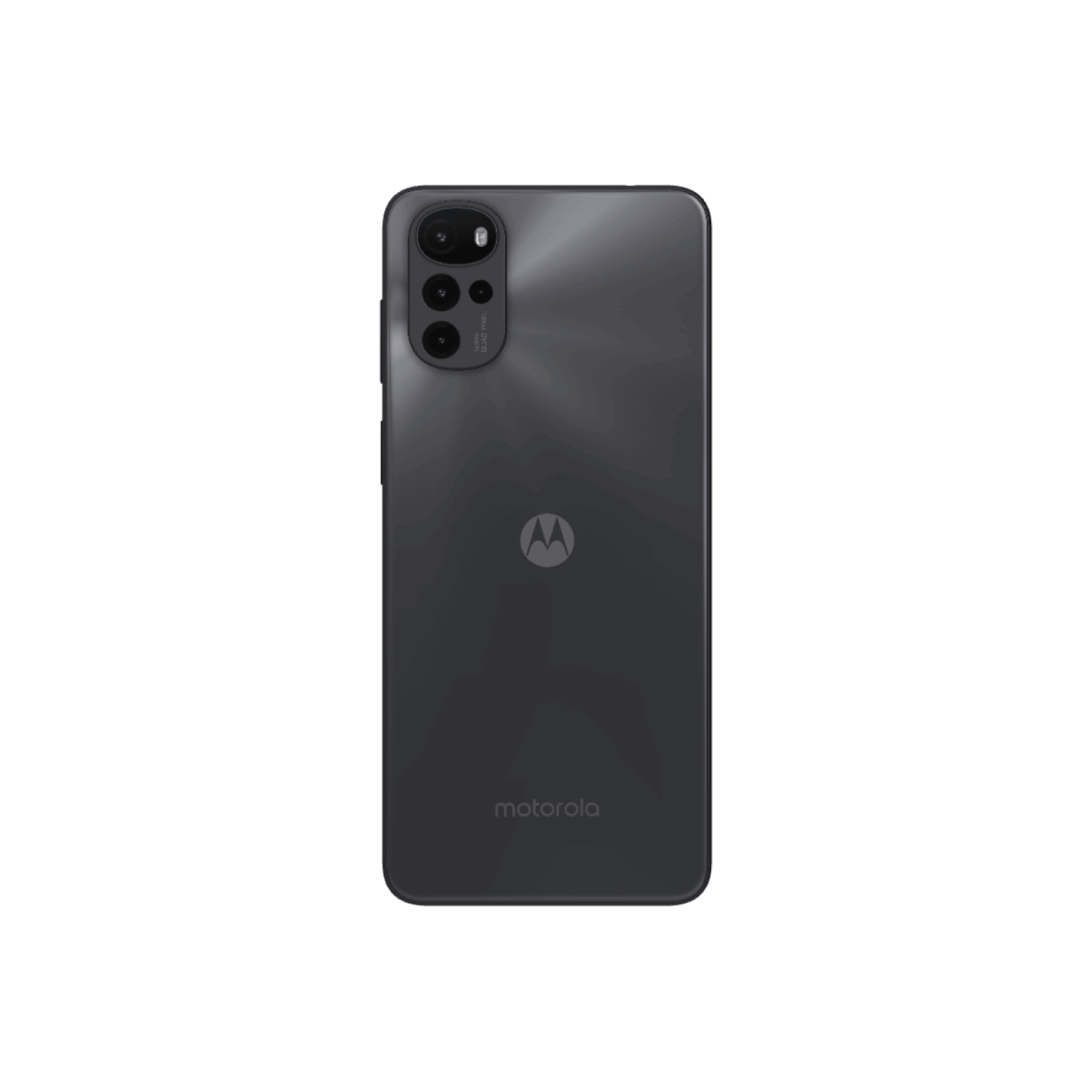 Motorola G22 - Cosmic Black - 64GB - Like New 2 Black Motorola smartphone, rear view.