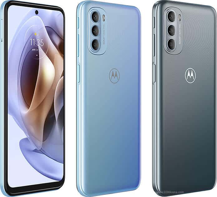 Motorola G31 - Mineral Grey - 64GB - Like New 5 Smartphone in baby blue and grey